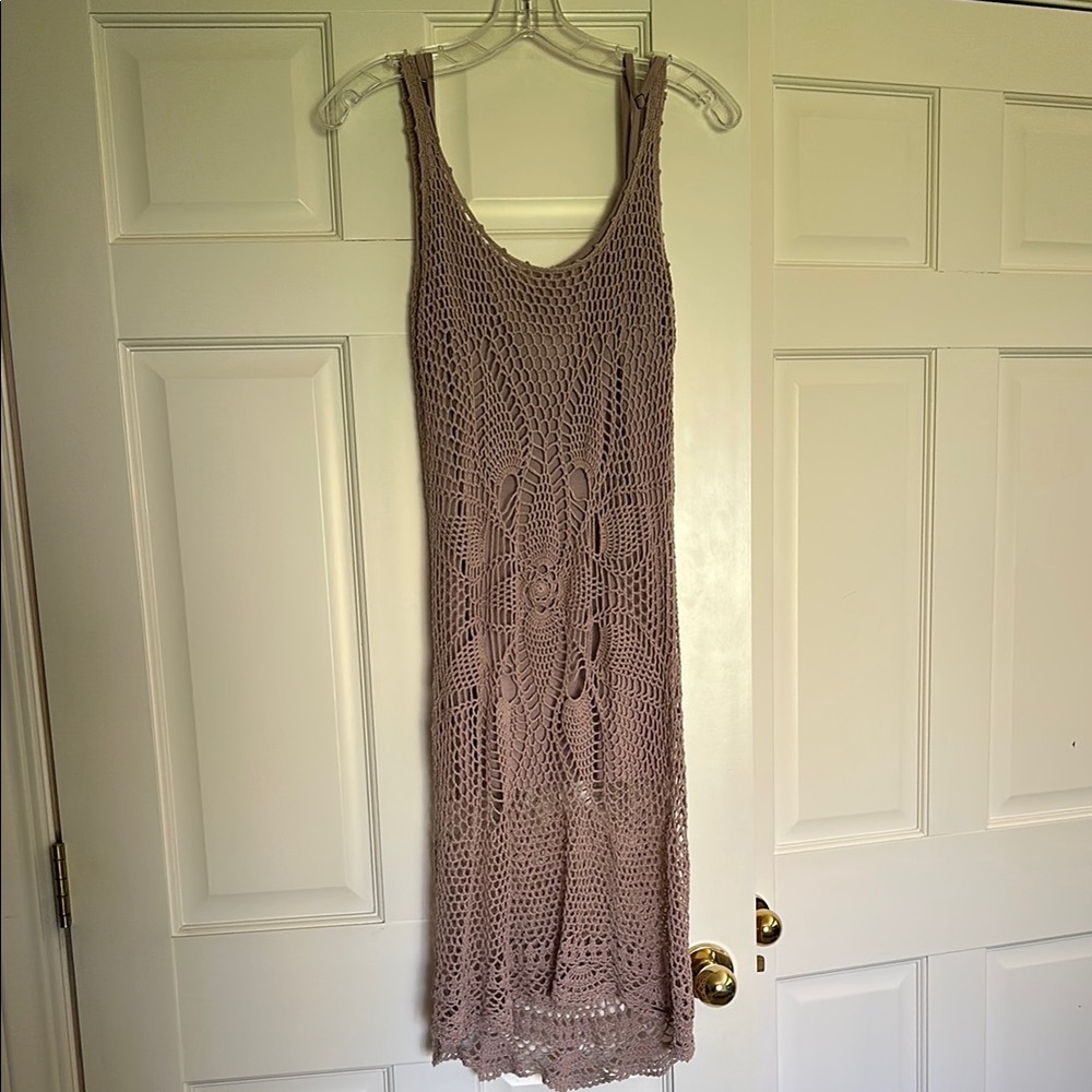 Volcom Tan Scoop Neck Sleeveless Midi Sundress